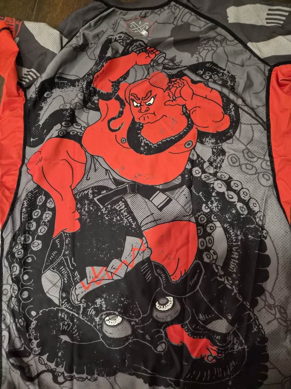 Tap Cancer Out Gray Athletic Rash Guard with Red Accent Graphic - Picture 5 of 5